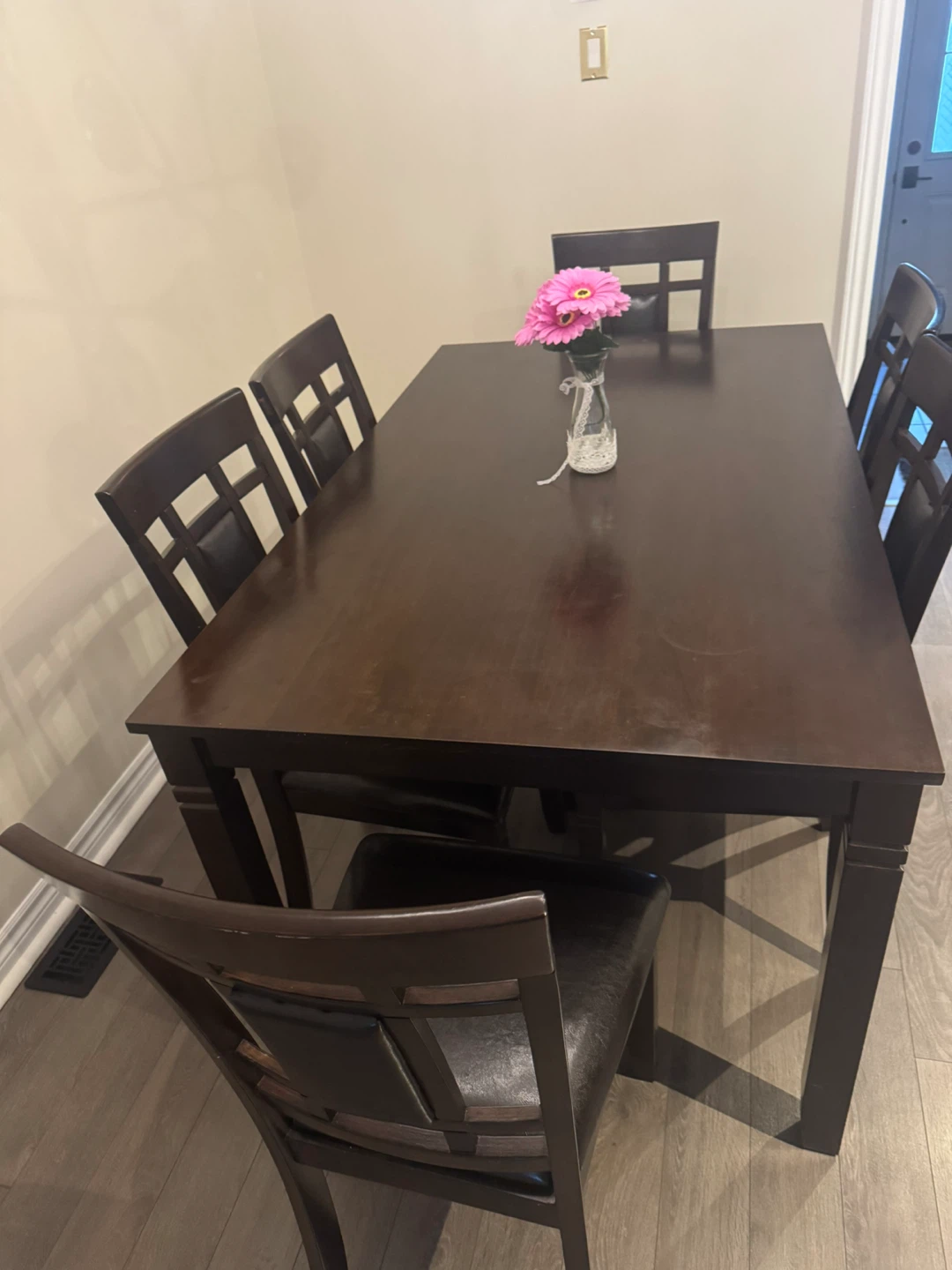 Dining Table with 6 Chairs - Dark Brown - photo 2