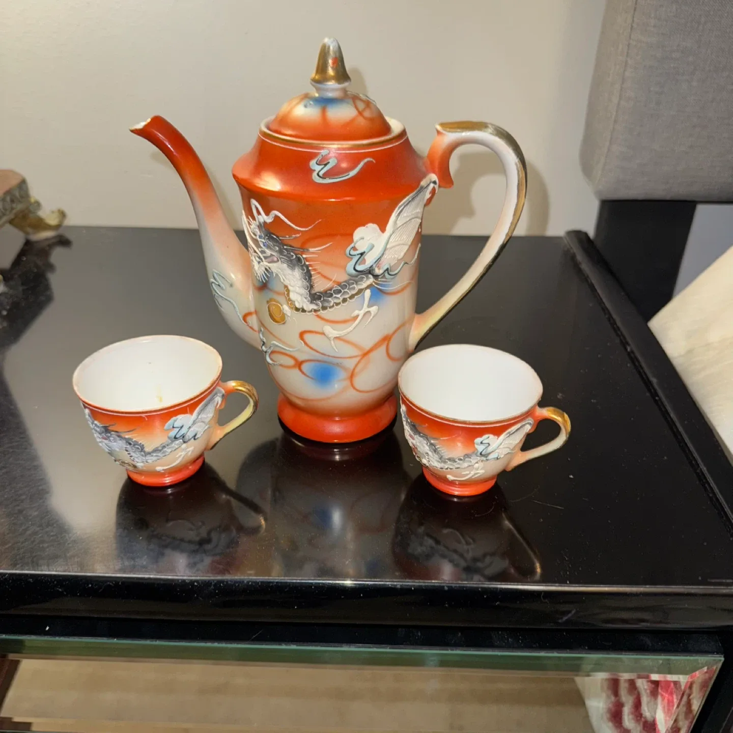 Vintage Japanese Tea Set with Dragon Design image indicator(2)