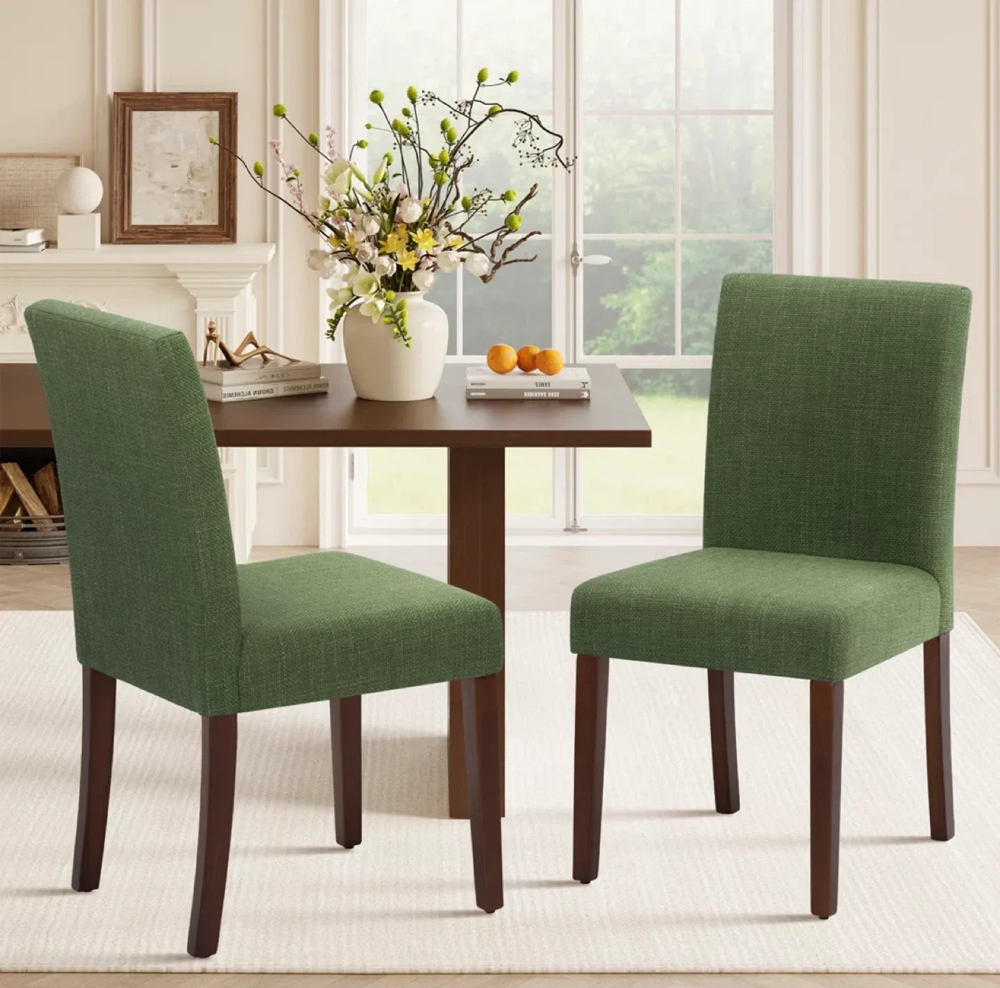 New! Green Upholstered Dining Chairs - Set of 2 image indicator(3)