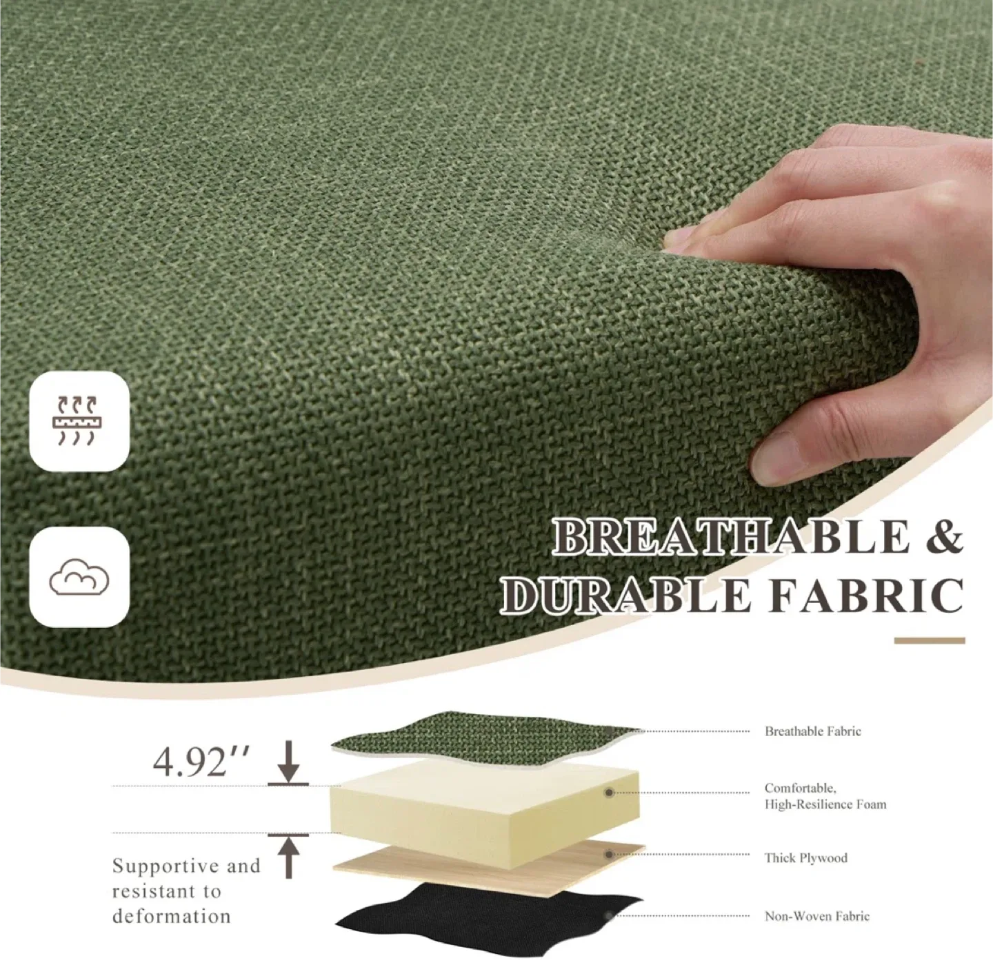 New! Green Upholstered Dining Chairs - Set of 2 image indicator(5)