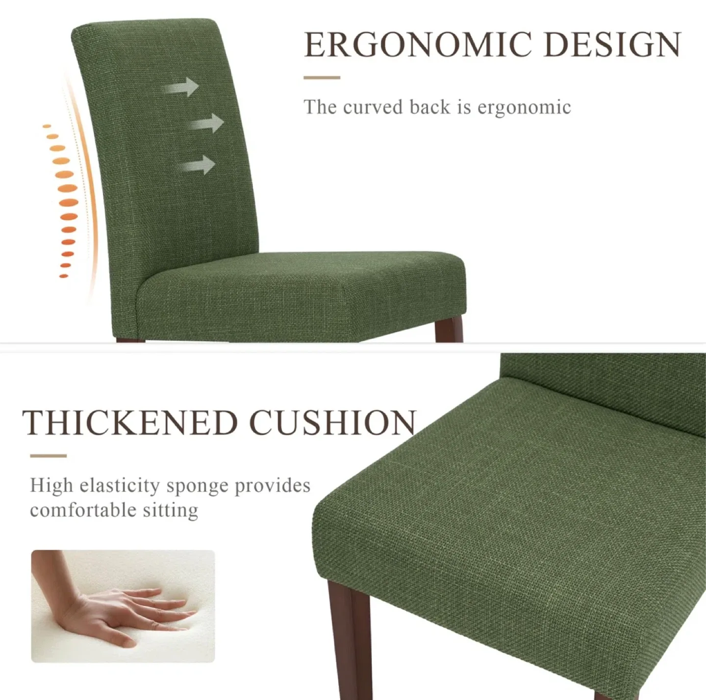 New! Green Upholstered Dining Chairs - Set of 2 image indicator(4)