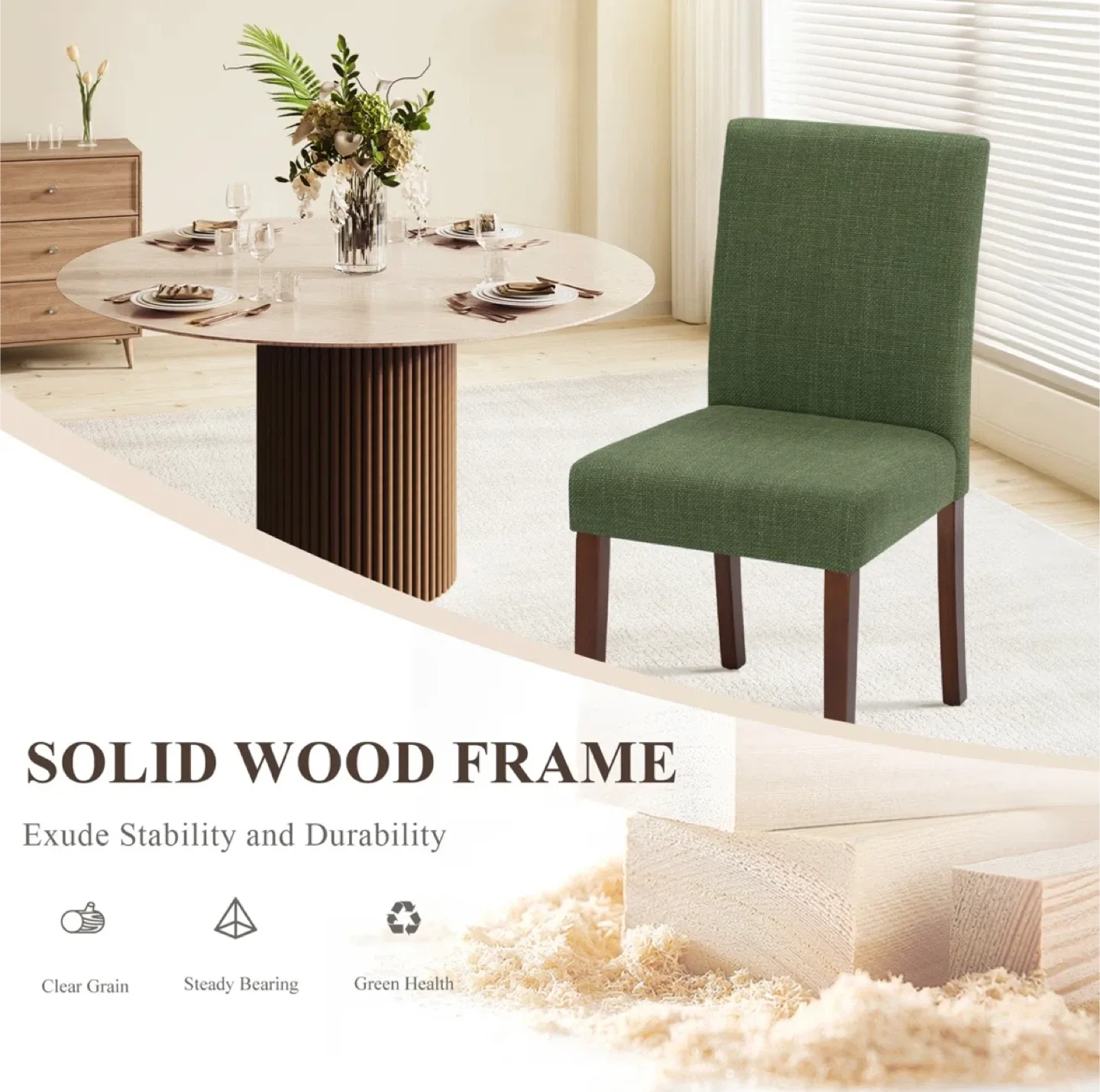 New! Green Upholstered Dining Chairs - Set of 2 image indicator(7)