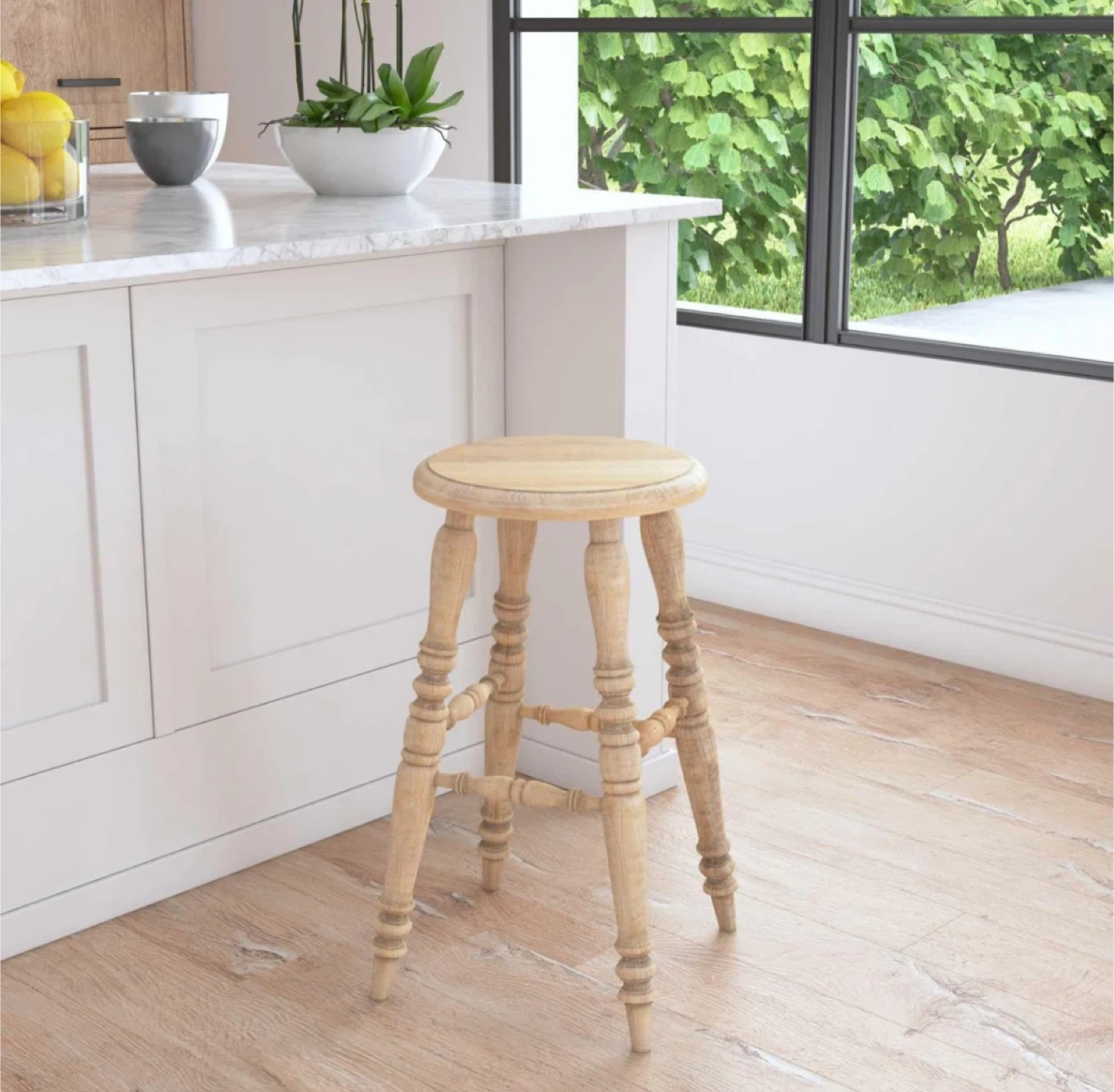 NEW! 24” Farmhouse Style Solid Wood Counter Stool (Set of 2)