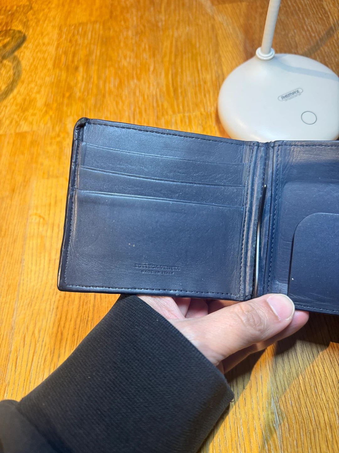 Bottega Veneta Intrecciato Leather money clip navy color - photo 3