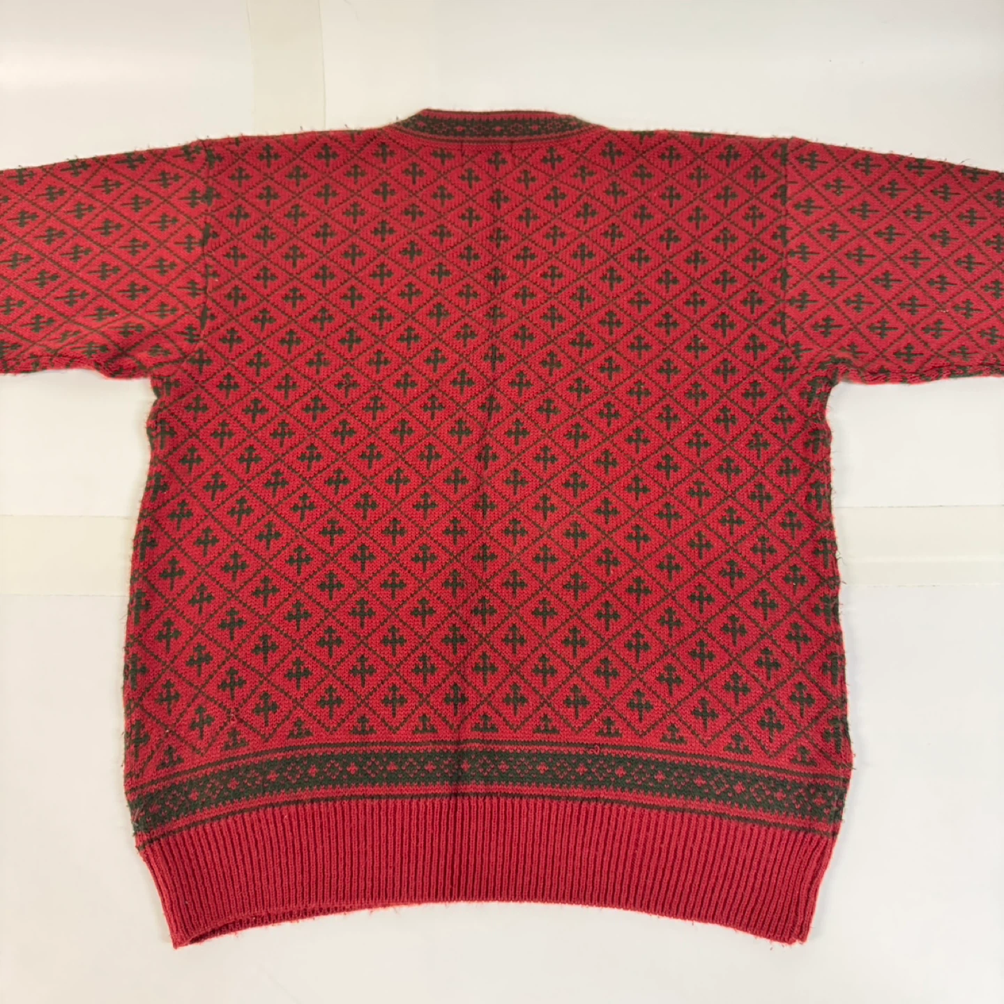Vintage Men’s First Concept Knit Sweater – Red/Green – Size S - photo 2