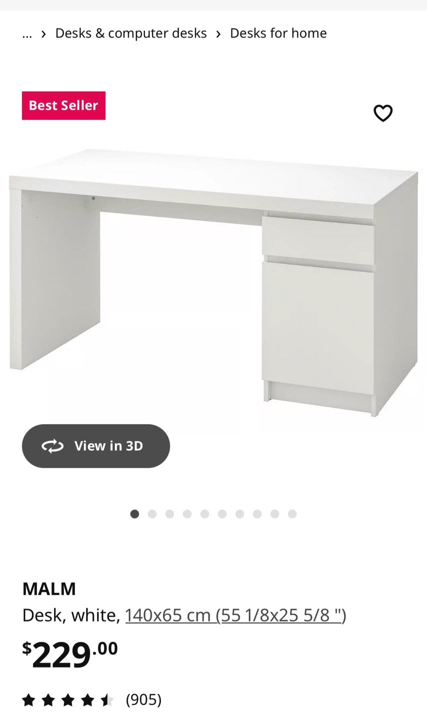 White IKEA MALM Desk – Gently Used - photo 3