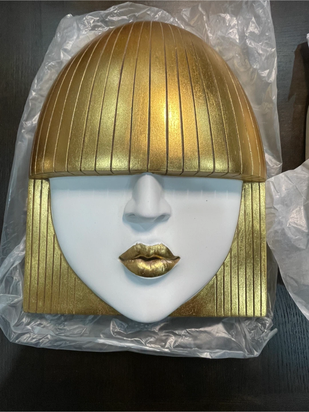 Gold & White Face Wall Decor Set of 3 - photo 3