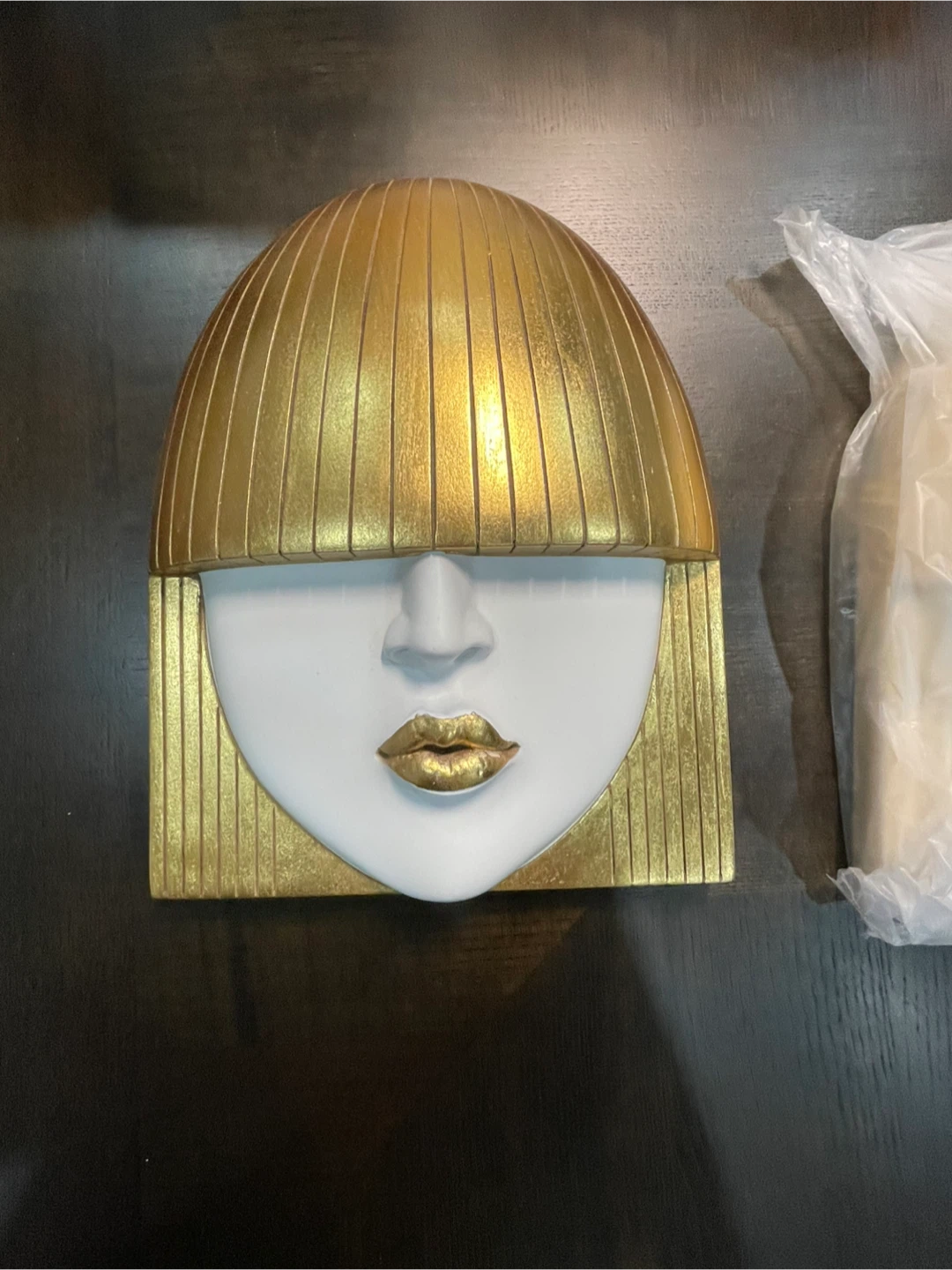 Gold & White Face Wall Decor Set of 3 - photo 5