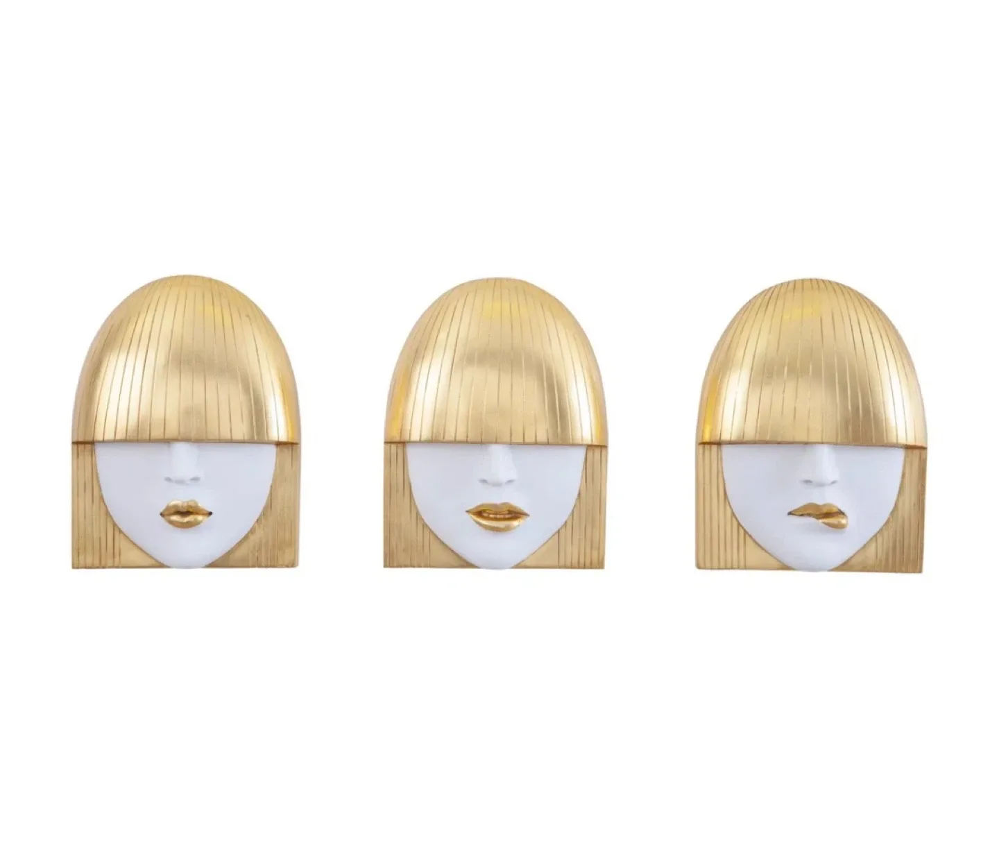 Gold & White Face Wall Decor Set of 3 image indicator(9)