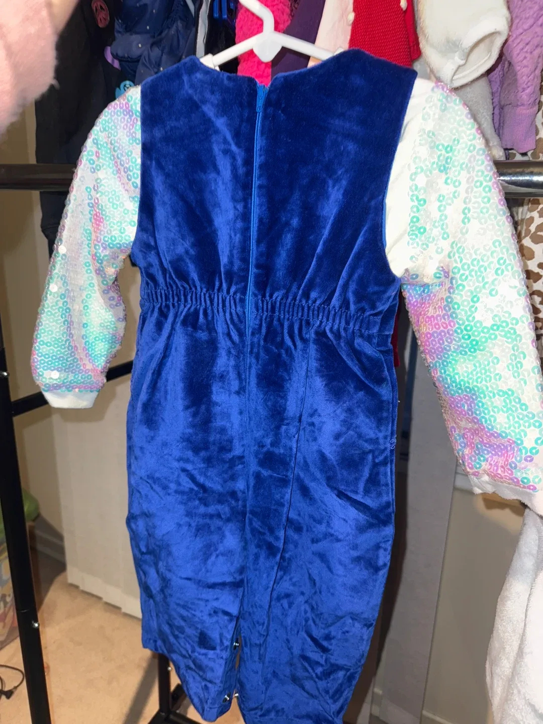 Blue Velvet Sequin Sleeve Jumpsuit image indicator(3)
