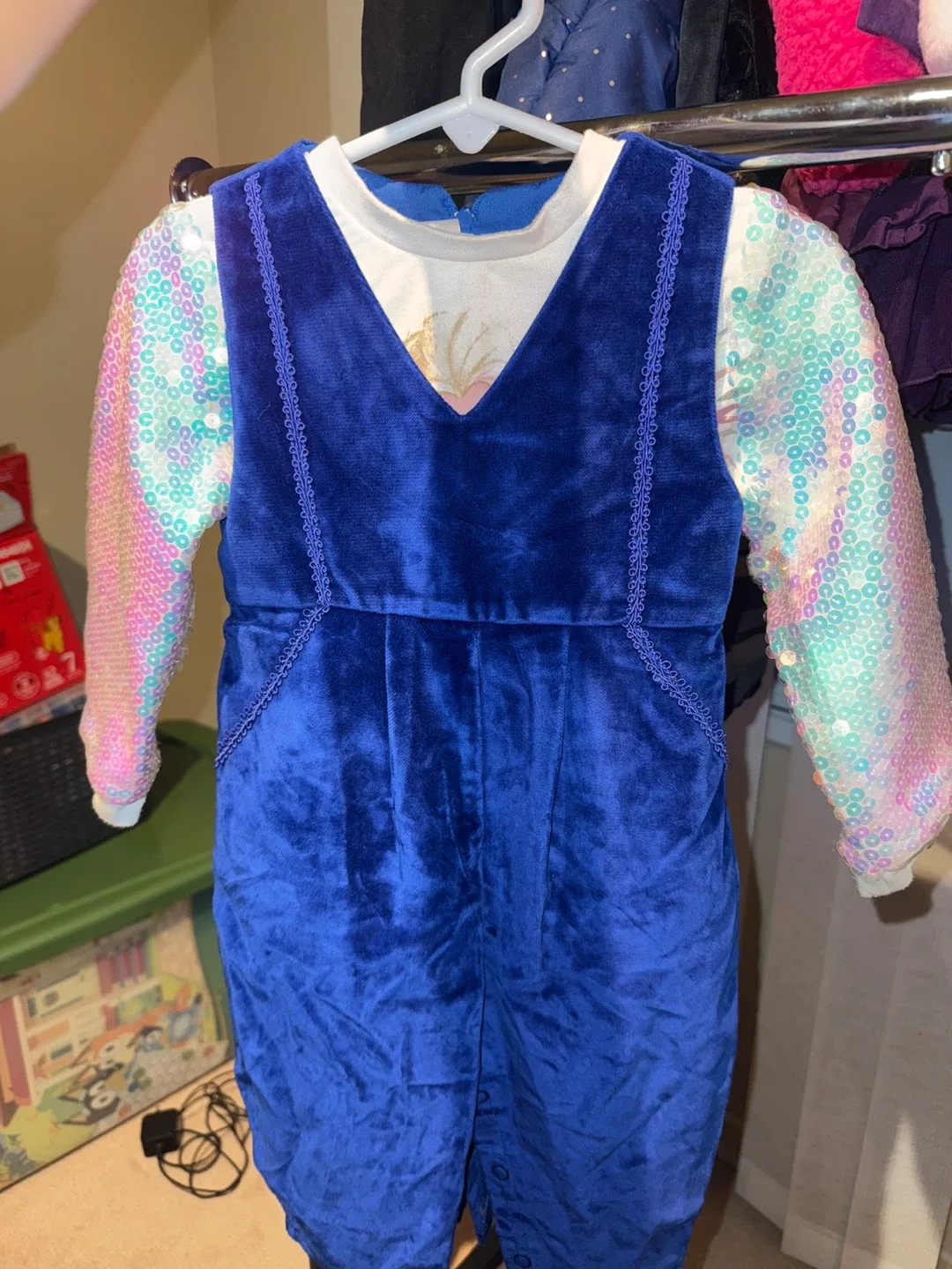 Blue Velvet Sequin Sleeve Jumpsuit image indicator(2)