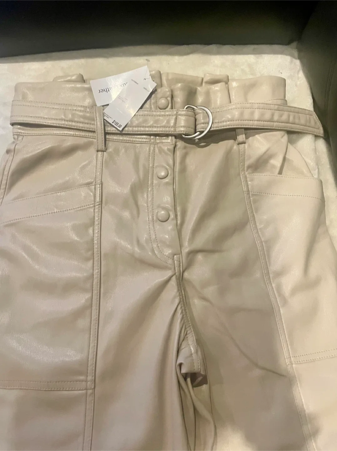 Faux Leather Pants - Vanilla, Size 6 image indicator(2)