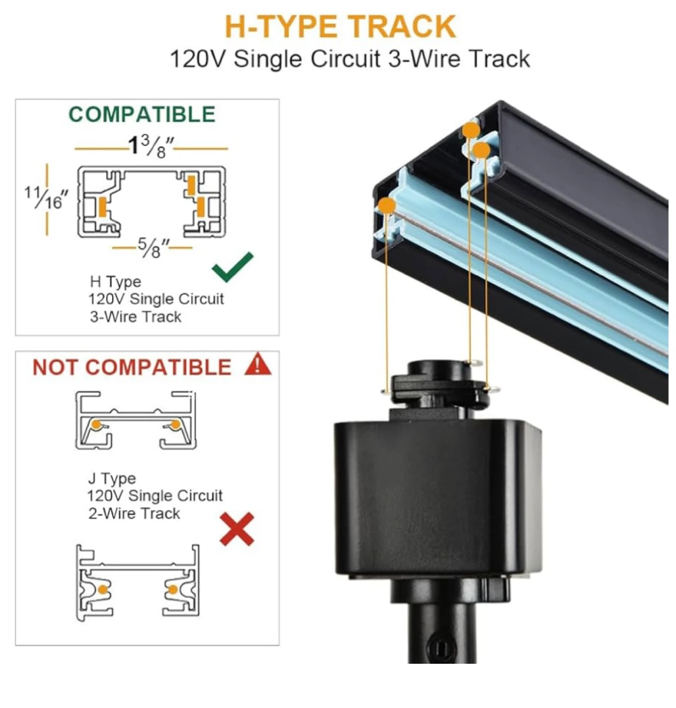 Black 3-Light Track Lighting Fixture - photo 5