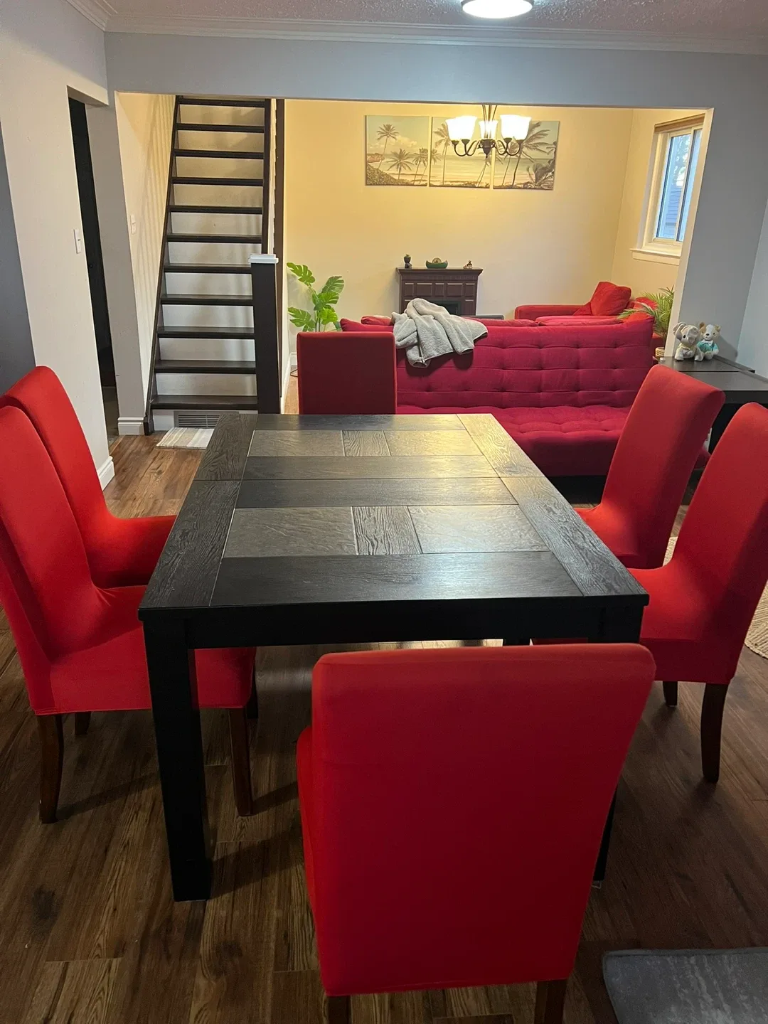 Dining Table with 8 Red Chairs image indicator(2)