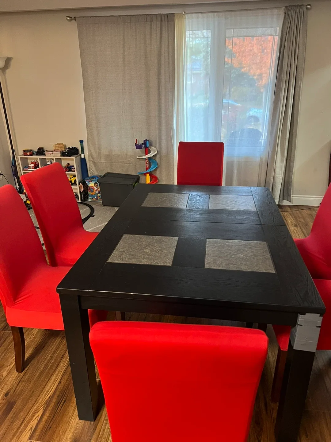 Dining Table with 8 Red Chairs image indicator(6)
