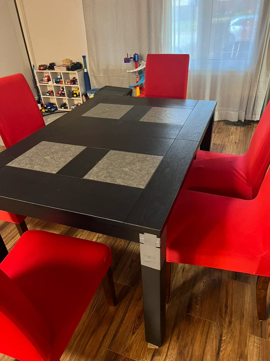 Dining Table with 8 Red Chairs image indicator(4)