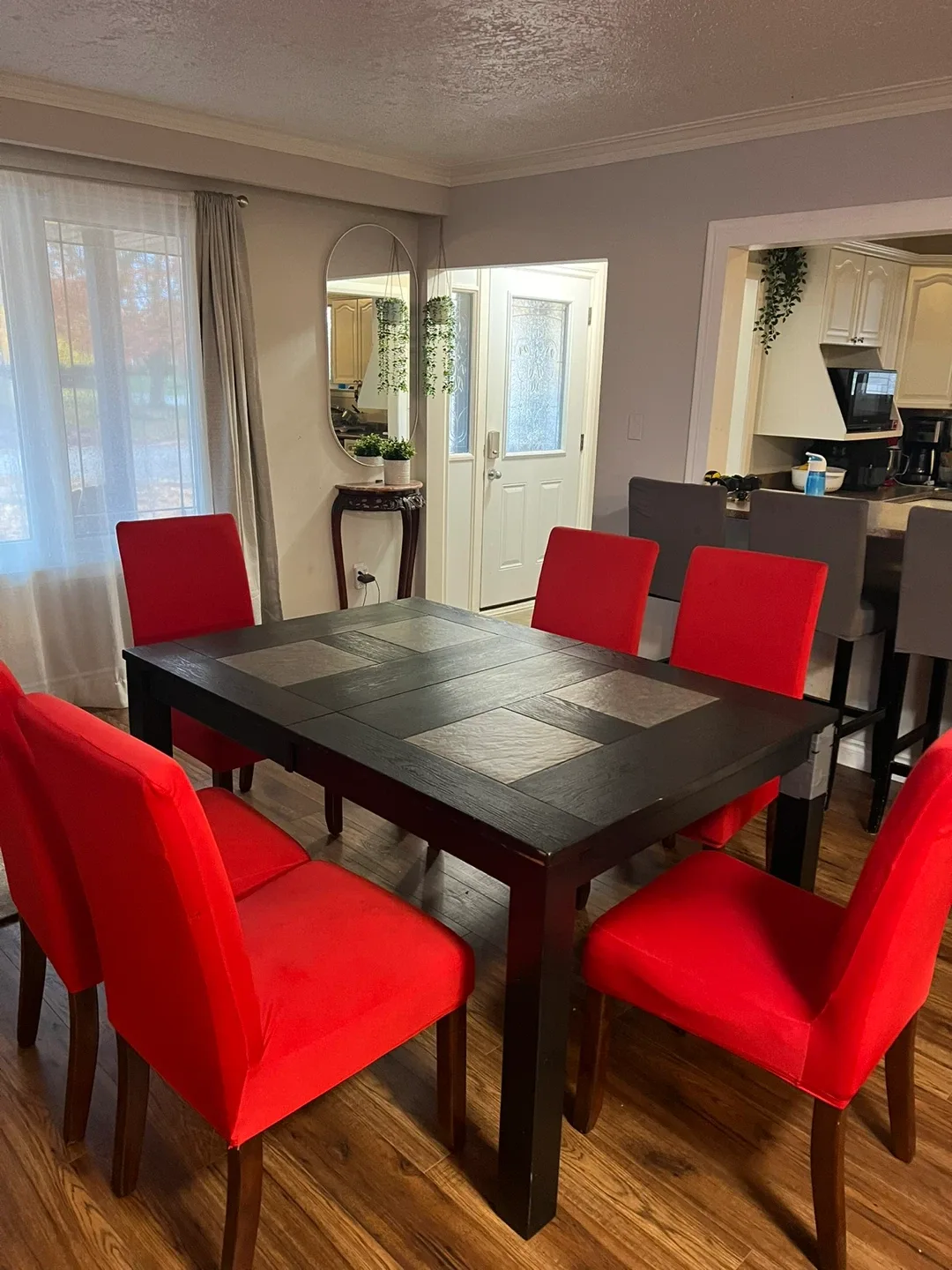 Dining Table with 8 Red Chairs image indicator(5)
