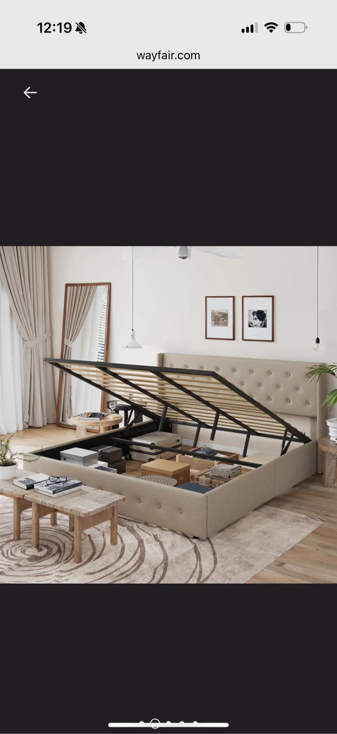 Upholstered Storage Bed Frame -Gray