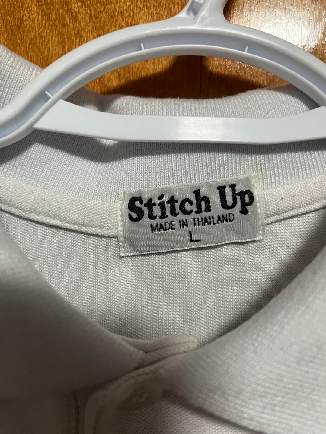 Stitch Up White Polo Shirt - Size L image indicator(2)