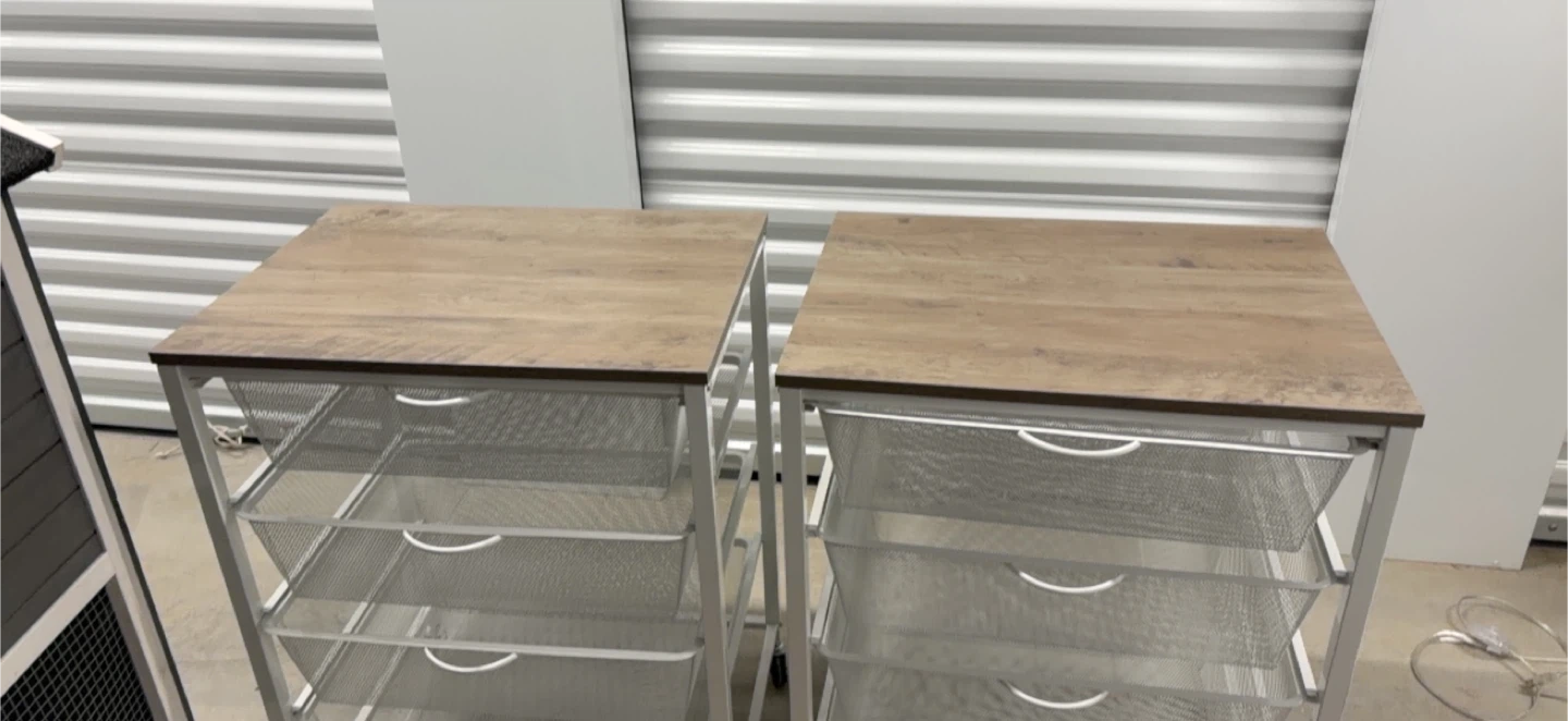 2 Rolling Cart with Wood Top & Mesh Drawers - photo 3