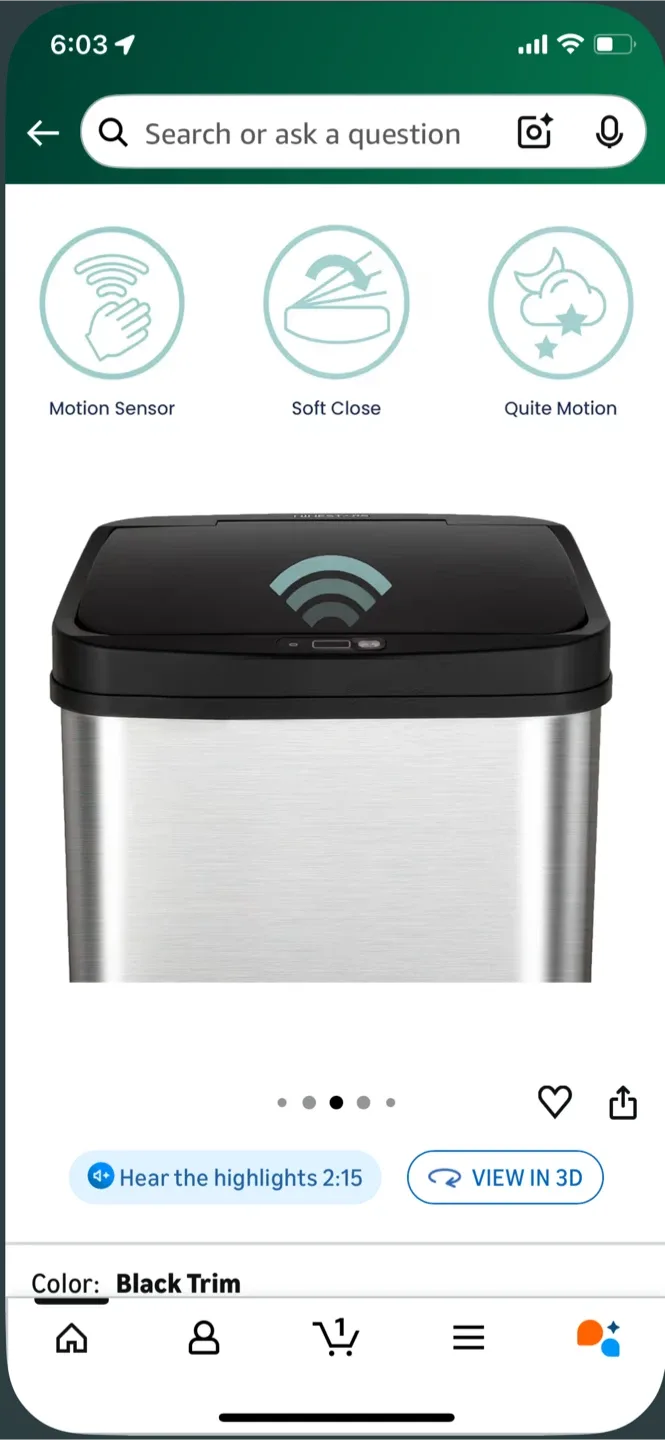 NINESTARS Motion Sensor Trash Can - 13.2 Gallon image indicator(6)