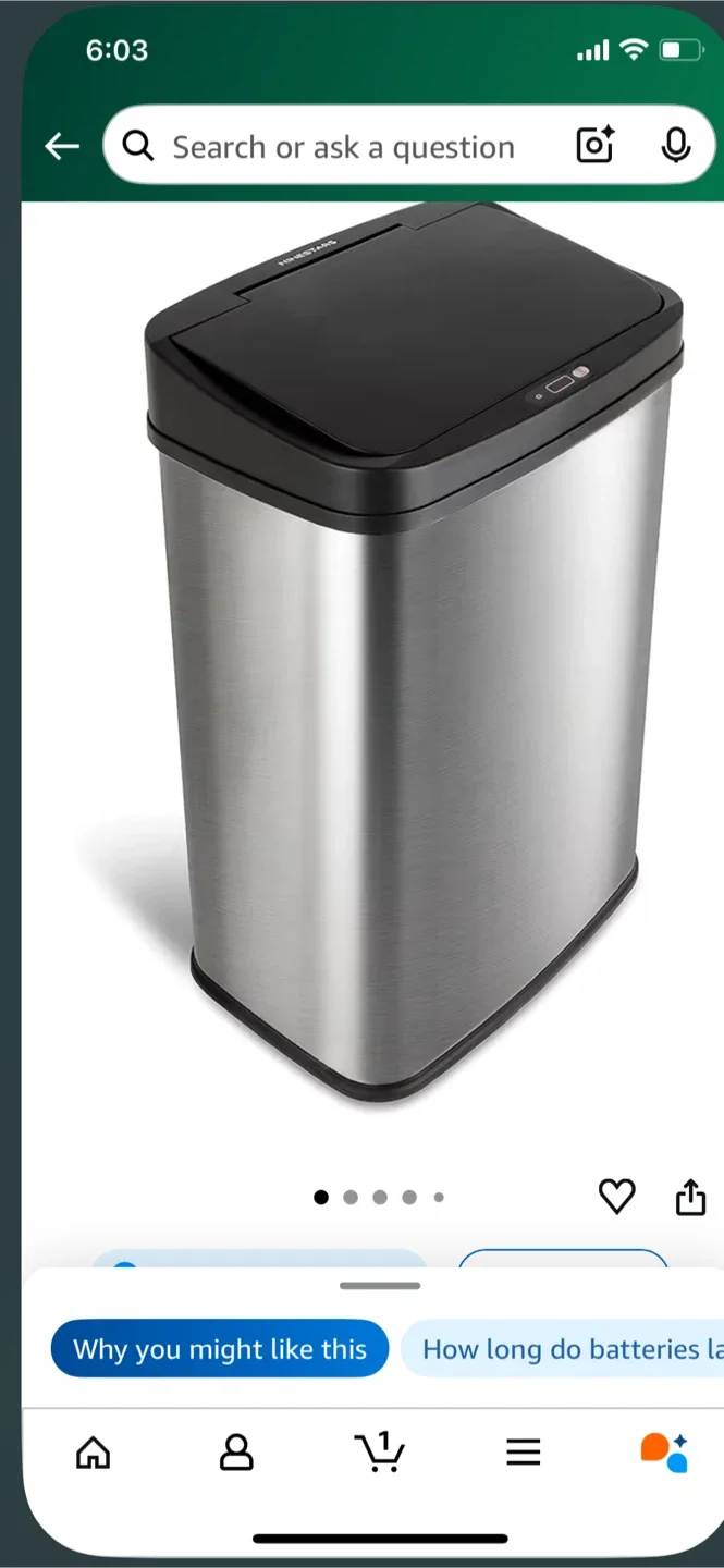 NINESTARS Motion Sensor Trash Can - 13.2 Gallon image indicator(4)