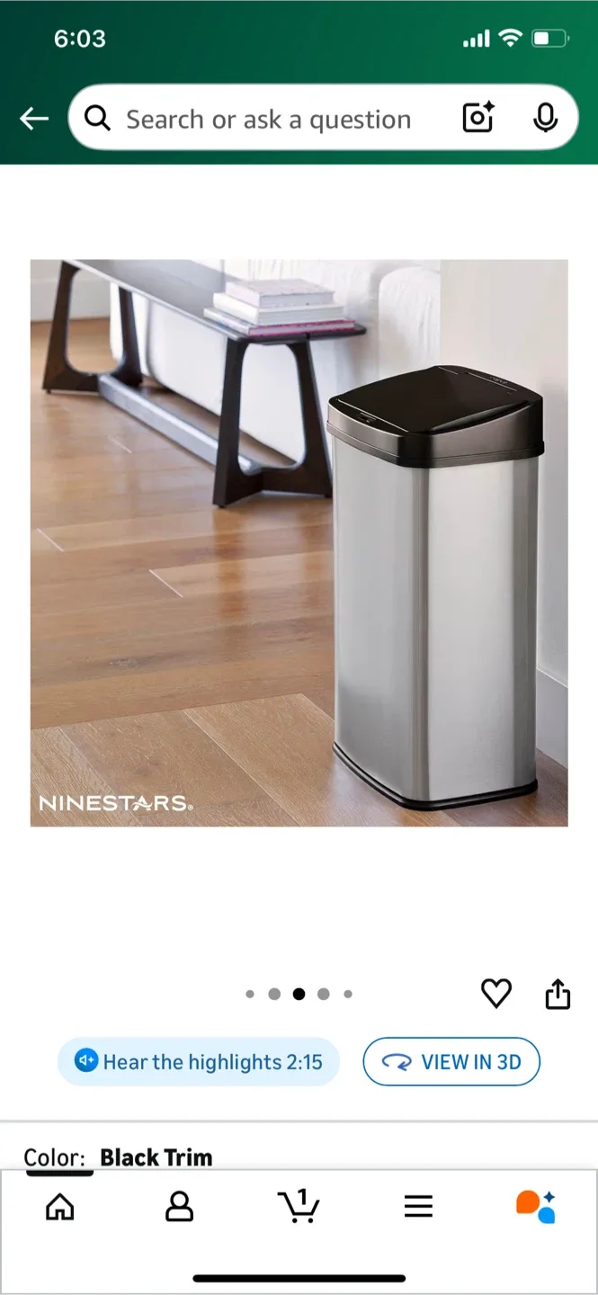 NINESTARS Motion Sensor Trash Can - 13.2 Gallon image indicator(7)