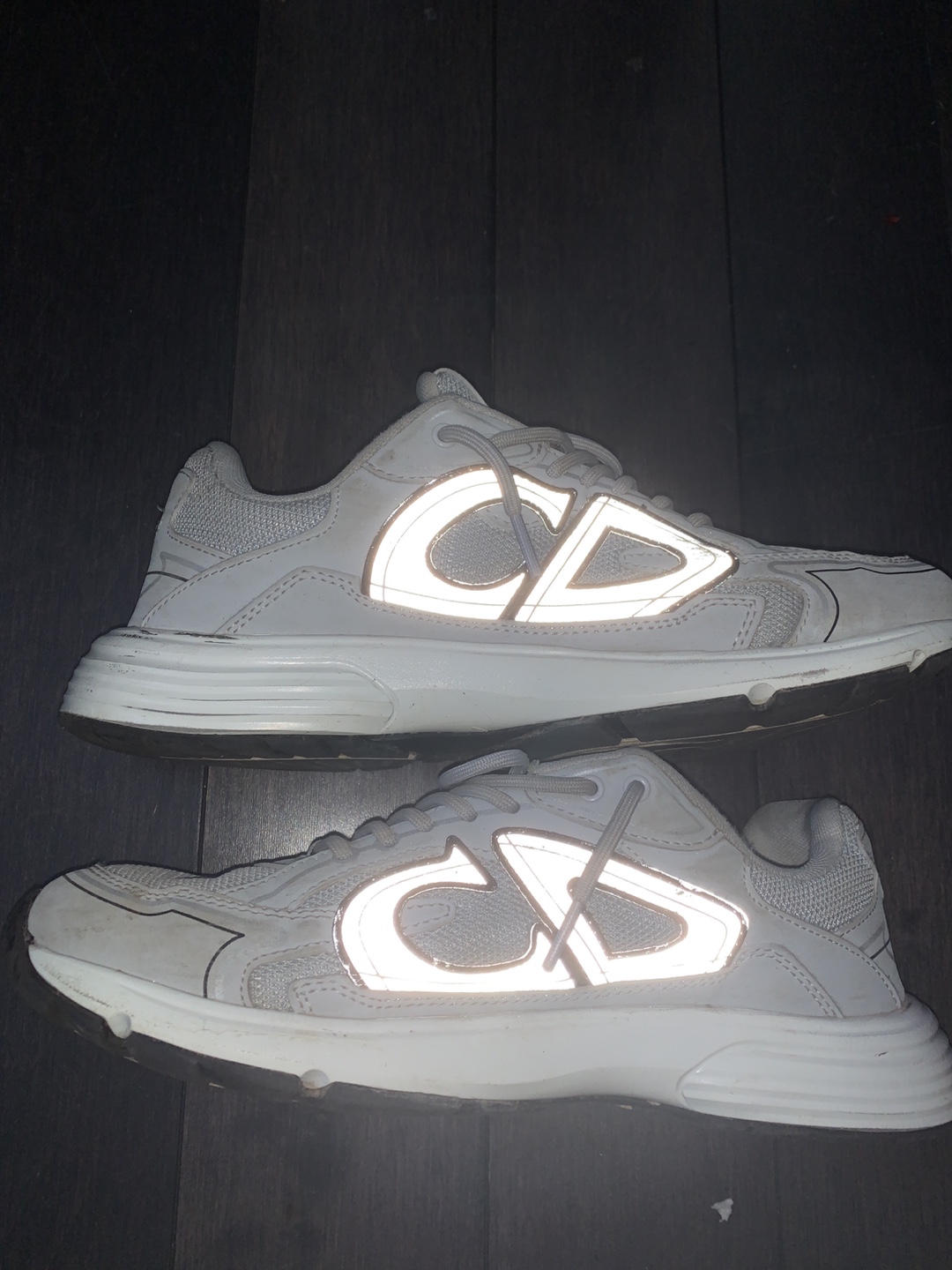 CD White Reflective Sneakers