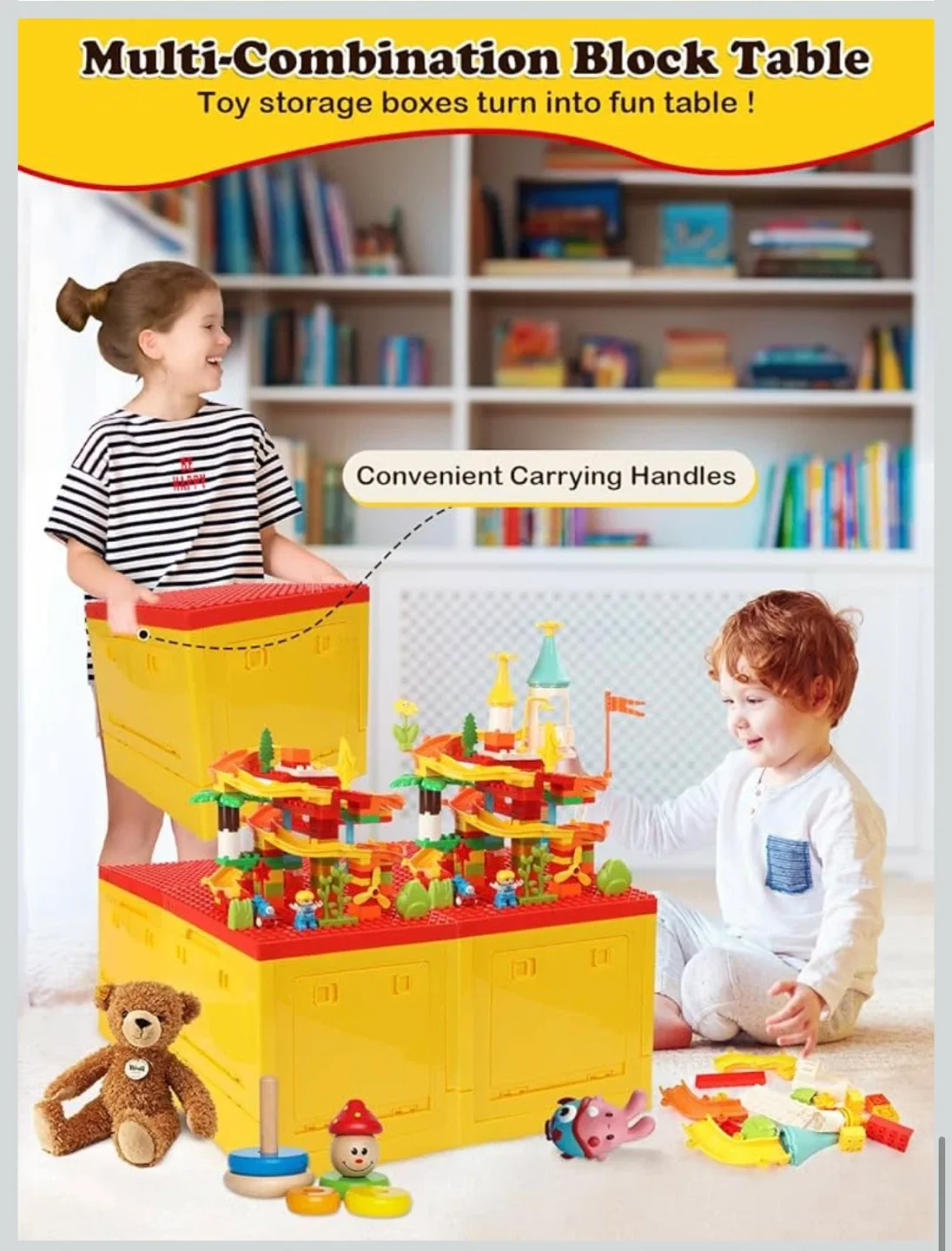 26QT 25L Plastic Storage Box with Building Lid for Lego Duplo image indicator(7)