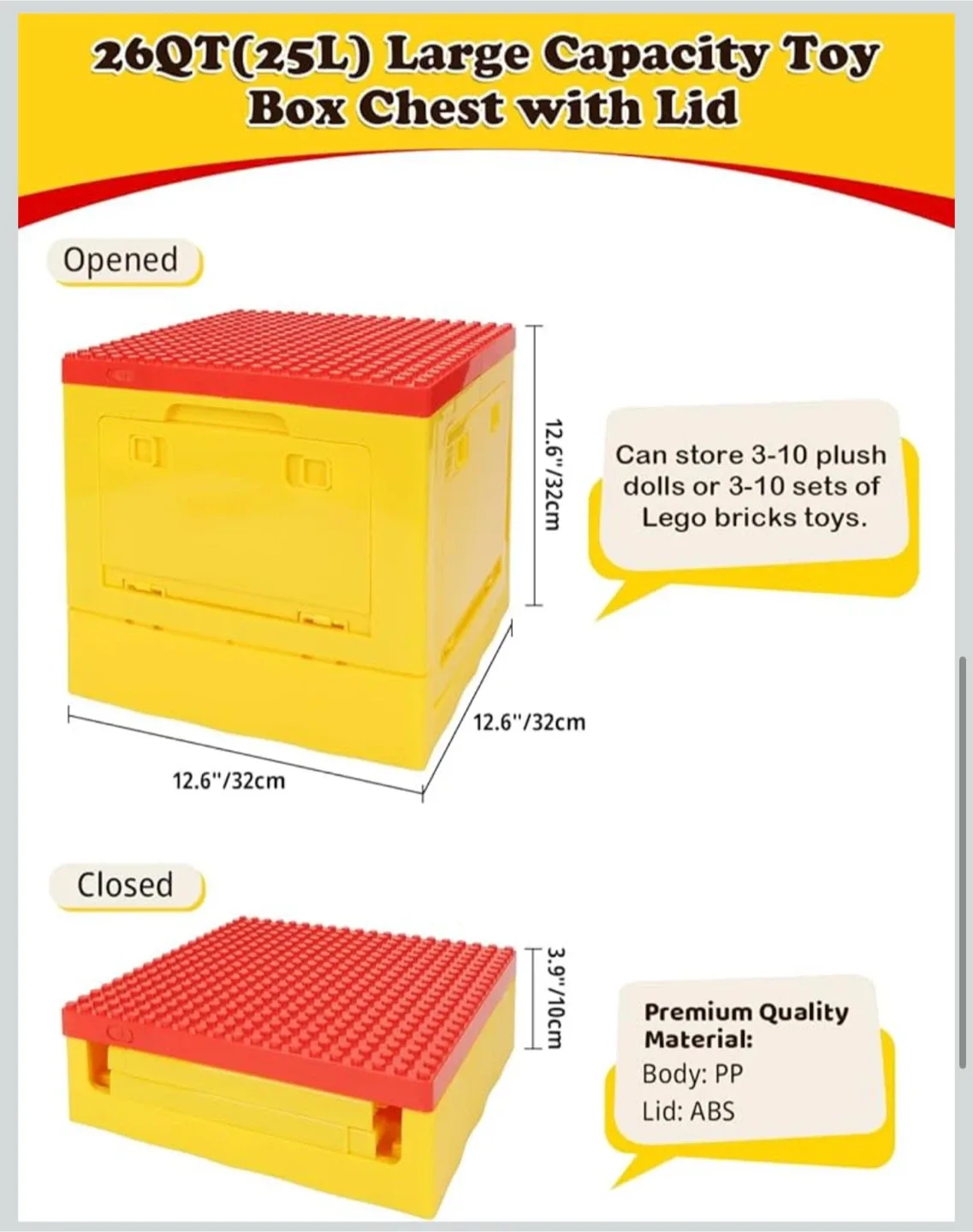 26QT 25L Plastic Storage Box with Building Lid for Lego Duplo image indicator(4)