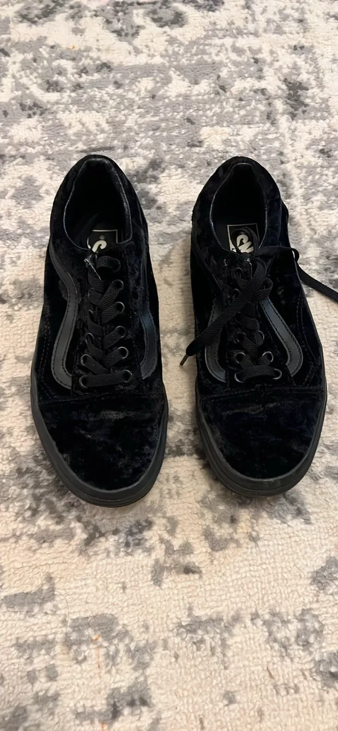 Vans Old Skool Black Velvet Shoes - Women's 7.5 image indicator(5)