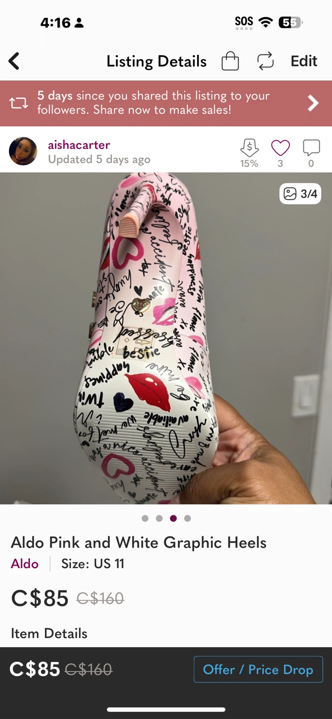 Aldo Pink & White Graphic Heels - Size 11 - photo 2