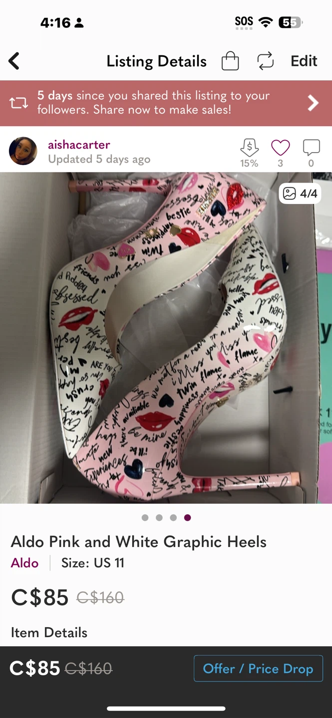 Aldo Pink & White Graphic Heels - Size 11 - photo 3