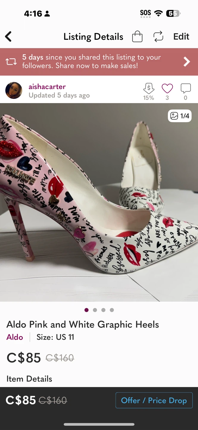 Aldo Pink & White Graphic Heels - Size 11