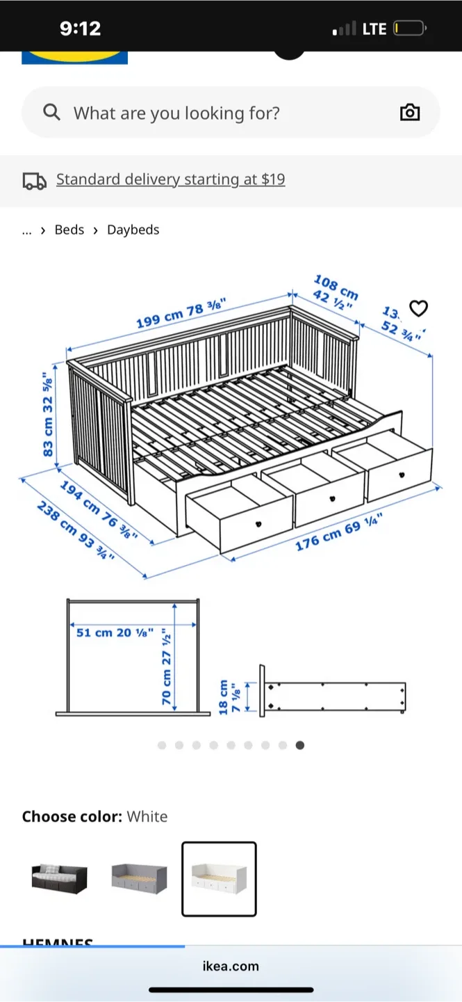 IKEA Hemnes Daybed Frame w/ 3 Drawers - White image indicator(2)