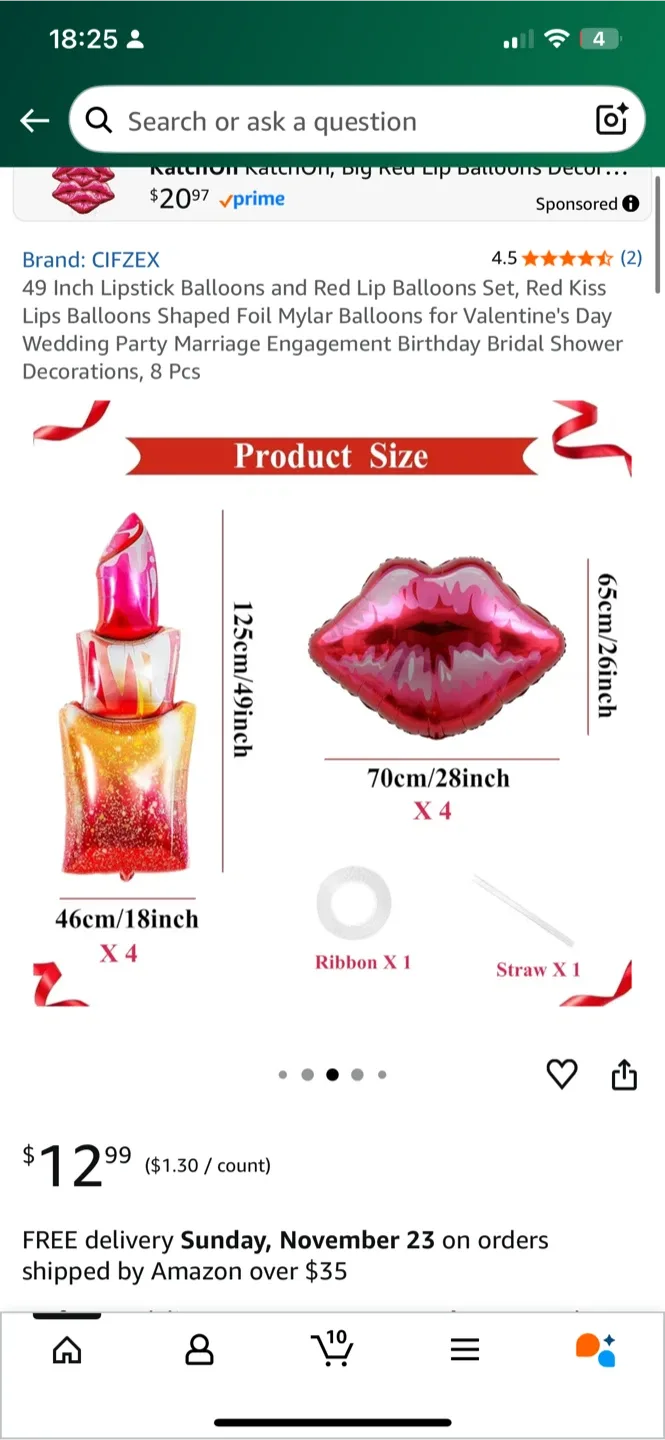 Lipstick & Lips Balloons Set (6pcs) image indicator(4)