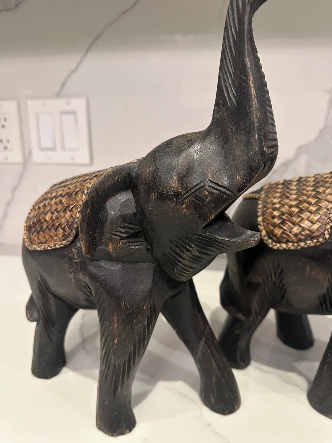 Wooden Elephant Figurines - Set of 2 image indicator(2)