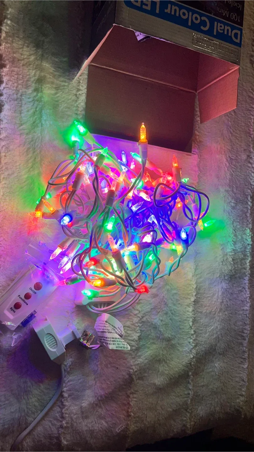 Dual coloured mini icicle lights with a remote image indicator(5)