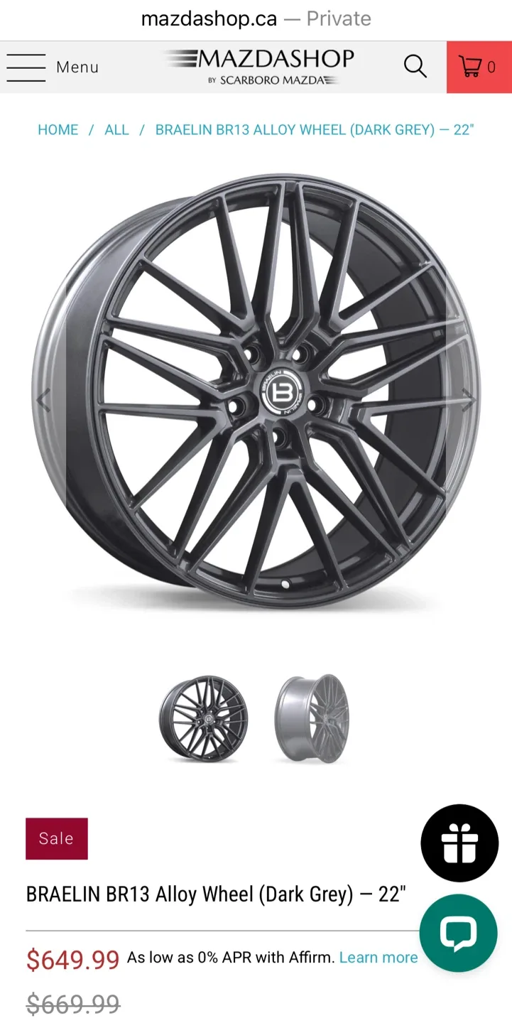 USED Braelin BR13 Alloy Rims - 22 inch + WINTER Tires image indicator(3)