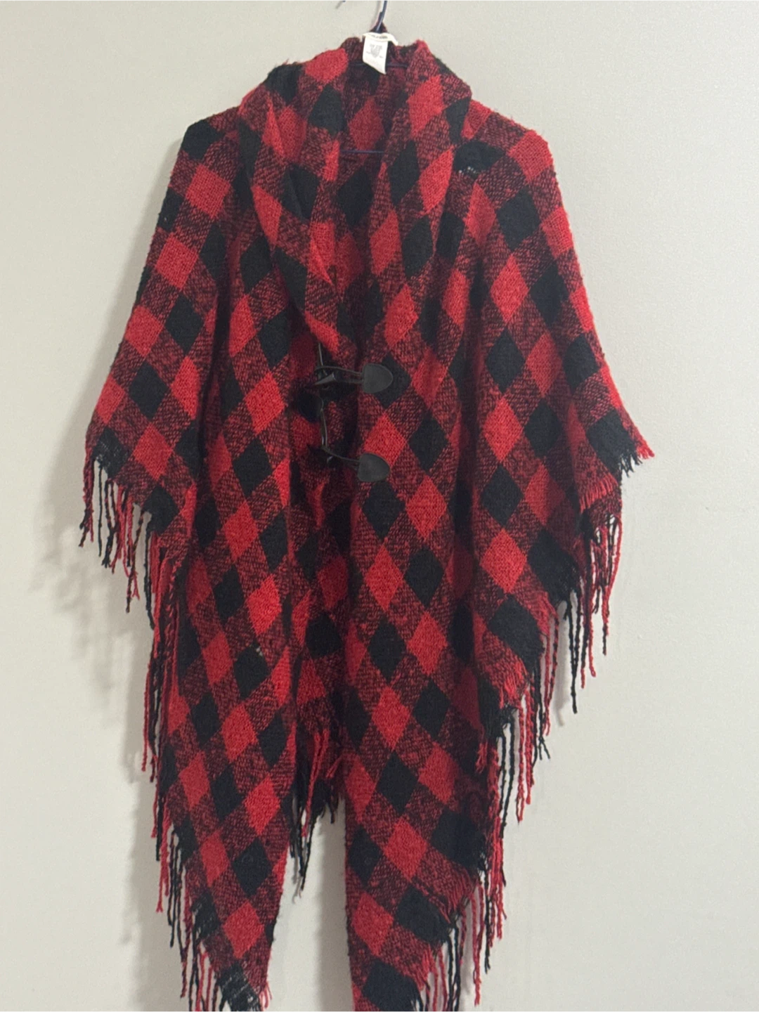 Red & Black Plaid Poncho