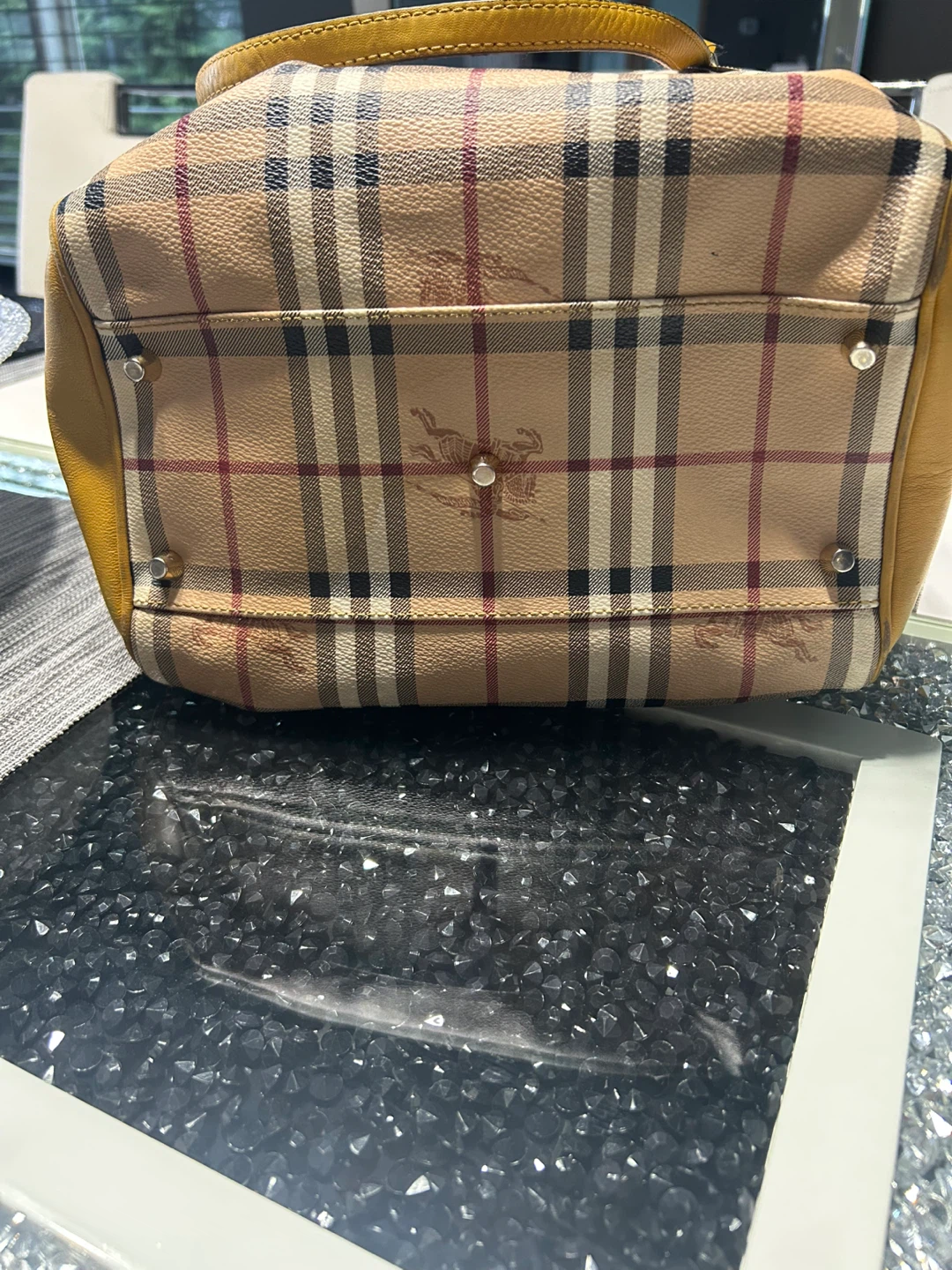 Burberry Plaid & Yellow Leather Tote Bag - photo 3