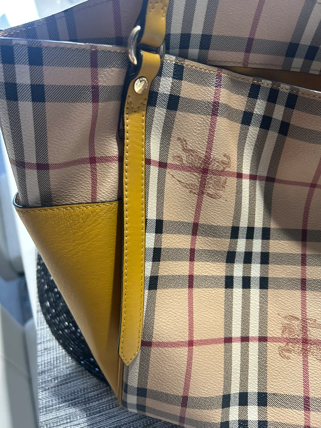 Burberry Plaid & Yellow Leather Tote Bag image indicator(8)