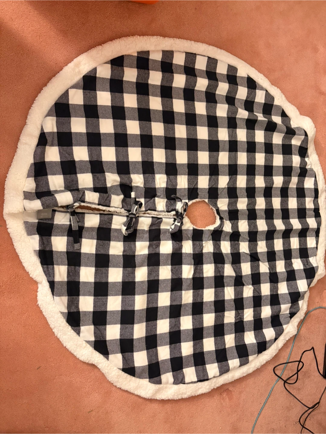 Black & White Plaid Christmas Tree Skirt