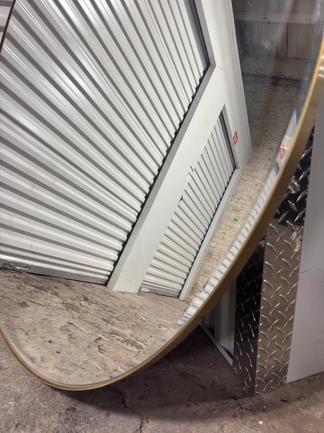 Crate and Barrel Edge Round Brass Mirror 48" image indicator(2)