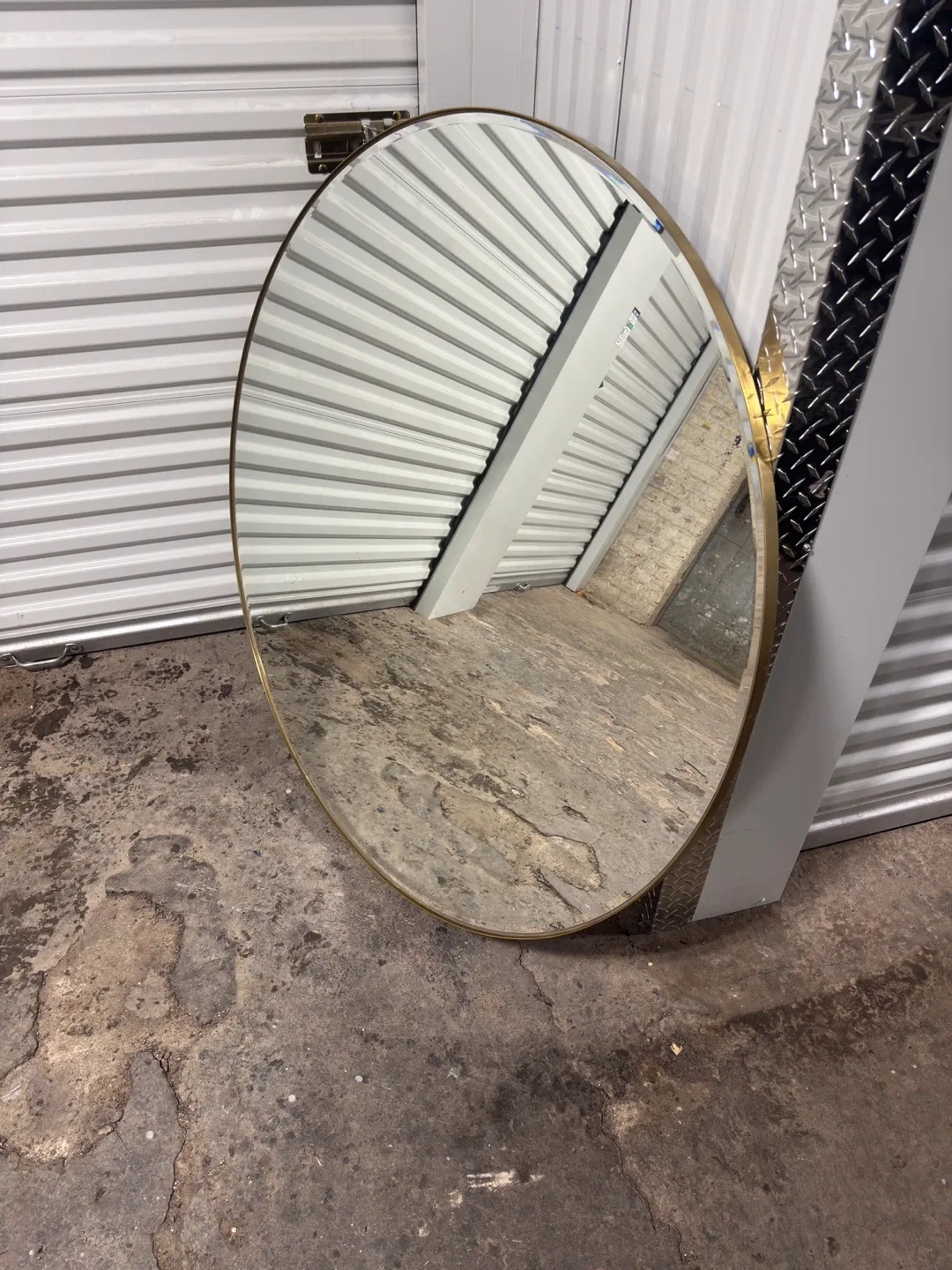 Crate and Barrel Edge Round Brass Mirror 48"