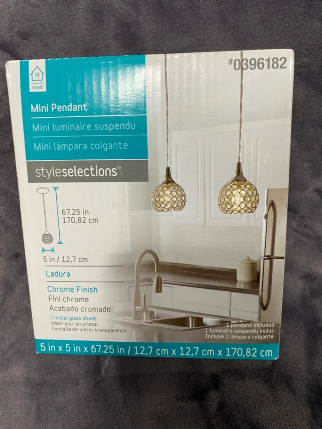 Style Selections Mini Pendant Light - Chrome Finish