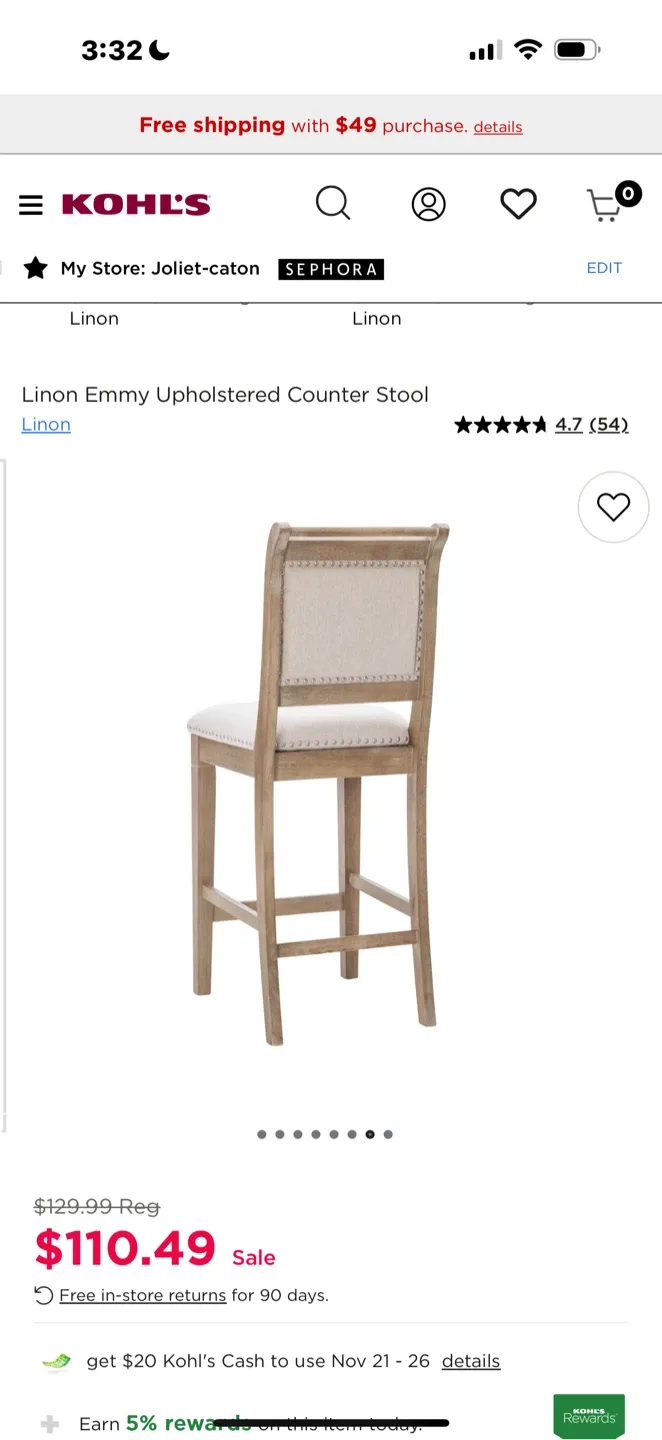 Linon Emmy Upholstered Counter Stool (set 2) image indicator(4)