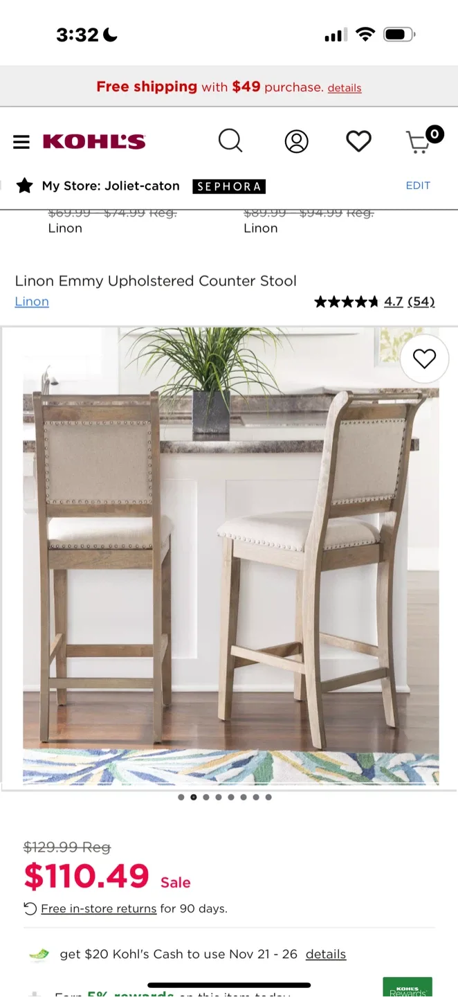 Linon Emmy Upholstered Counter Stool (set 2) image indicator(5)