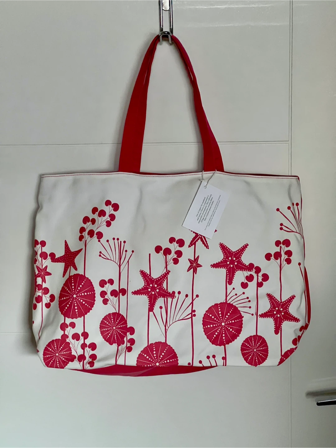 Canvas Tote Bag - Red & White