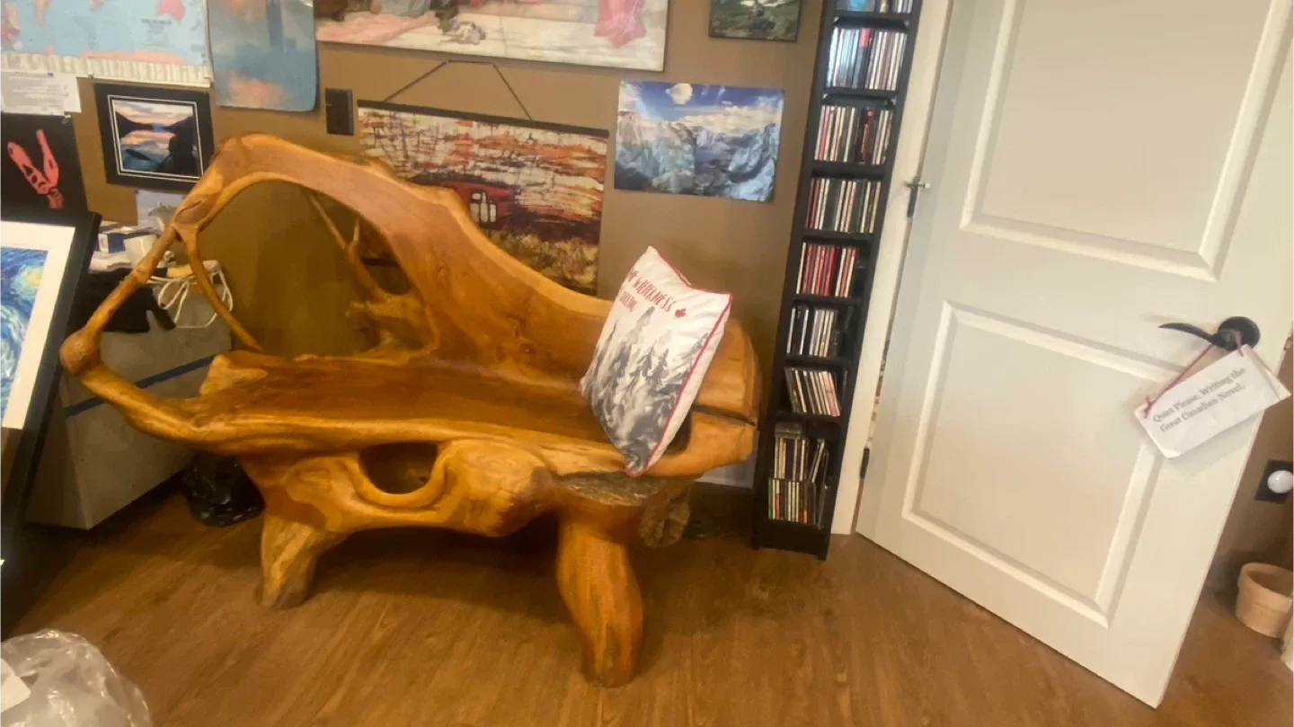 Unique Hand Carved teak root Bench .